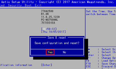 Save configuration and reset